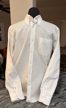 Ferrari White Seersucker Long Sleeve Button Down Shirt